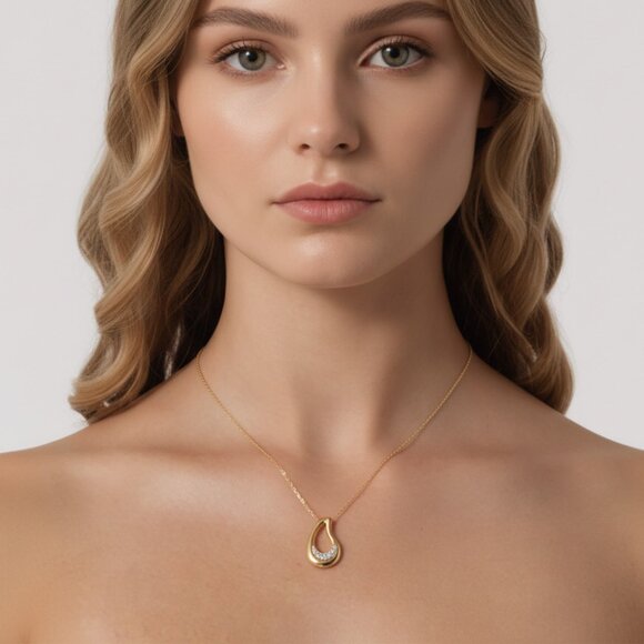 Teardrop Gold 14K (or 18k upon request) Yellow Gold Pendant Necklace - Picture 5 of 5